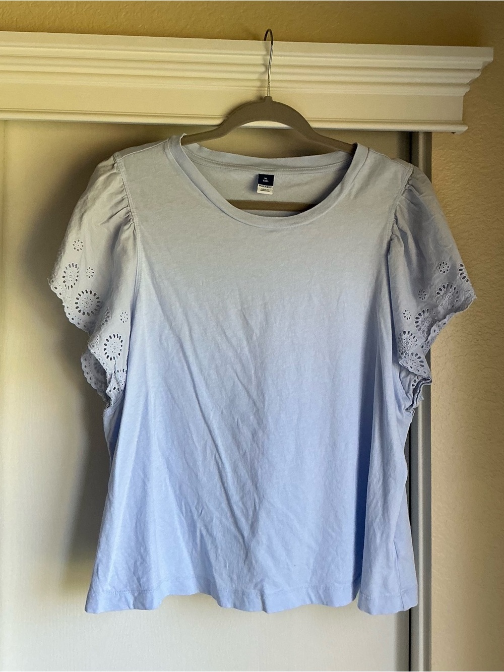 Old Navy Light Blue Eyelet Sleeve Tee